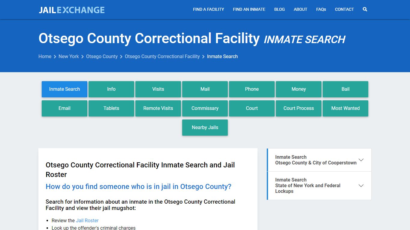 Otsego County Correctional Facility Inmate Search - Jail Exchange